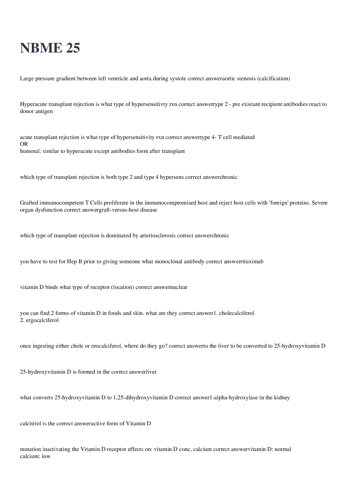 Preview image for NBME 25 exam 2023 with 100% correct answers